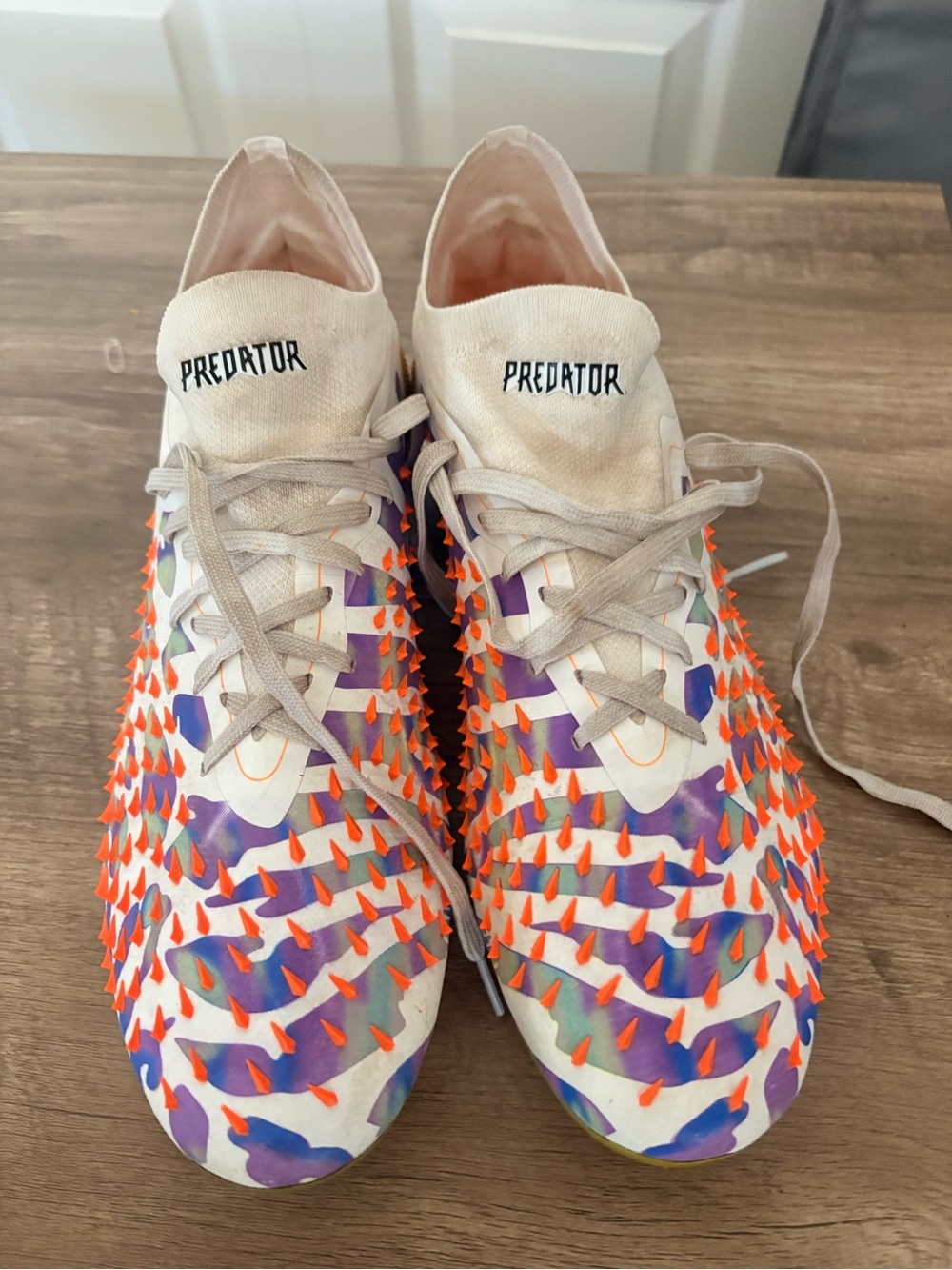 Adidas by Stella McCartney Predator Soccer Cleats in White, Purple, Orange